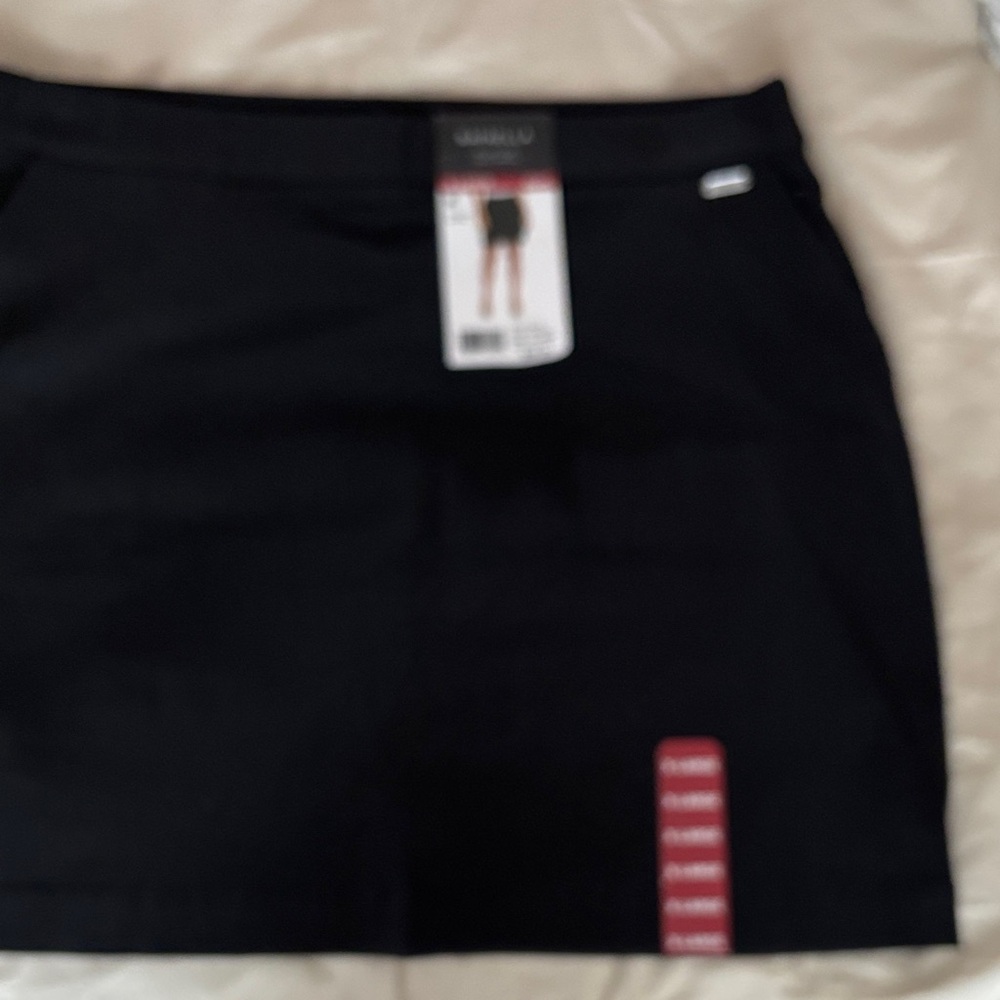 Black Mini Skort with Front Pocket Detail